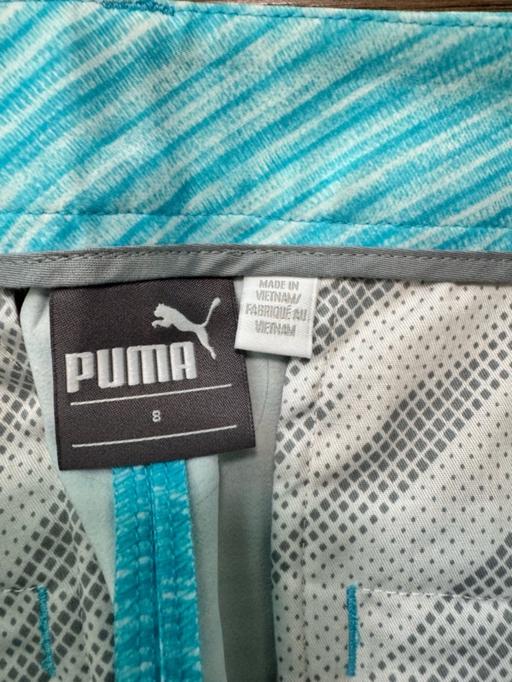 NWT! Puma Women's Aqua Teal Striped Golf Performance Shorts - Picture 10 of 12